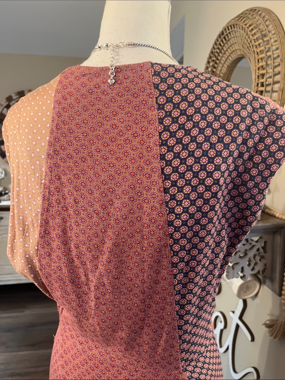 Free People Rust Multi-Pattern Knot Front Maxi Dress - Picture 6 of 8